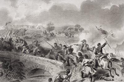 La presa del ponte sul torrente Antietam nella battaglia di Antietam, Maryland, 1862 da Felix Octavius Carr Darley
